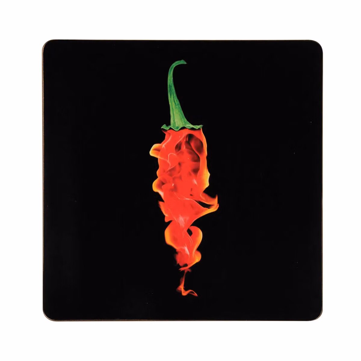 Orsina Set of Four Graphic Flaming Chilli Placemats in Black and Red with Cork Base – 3