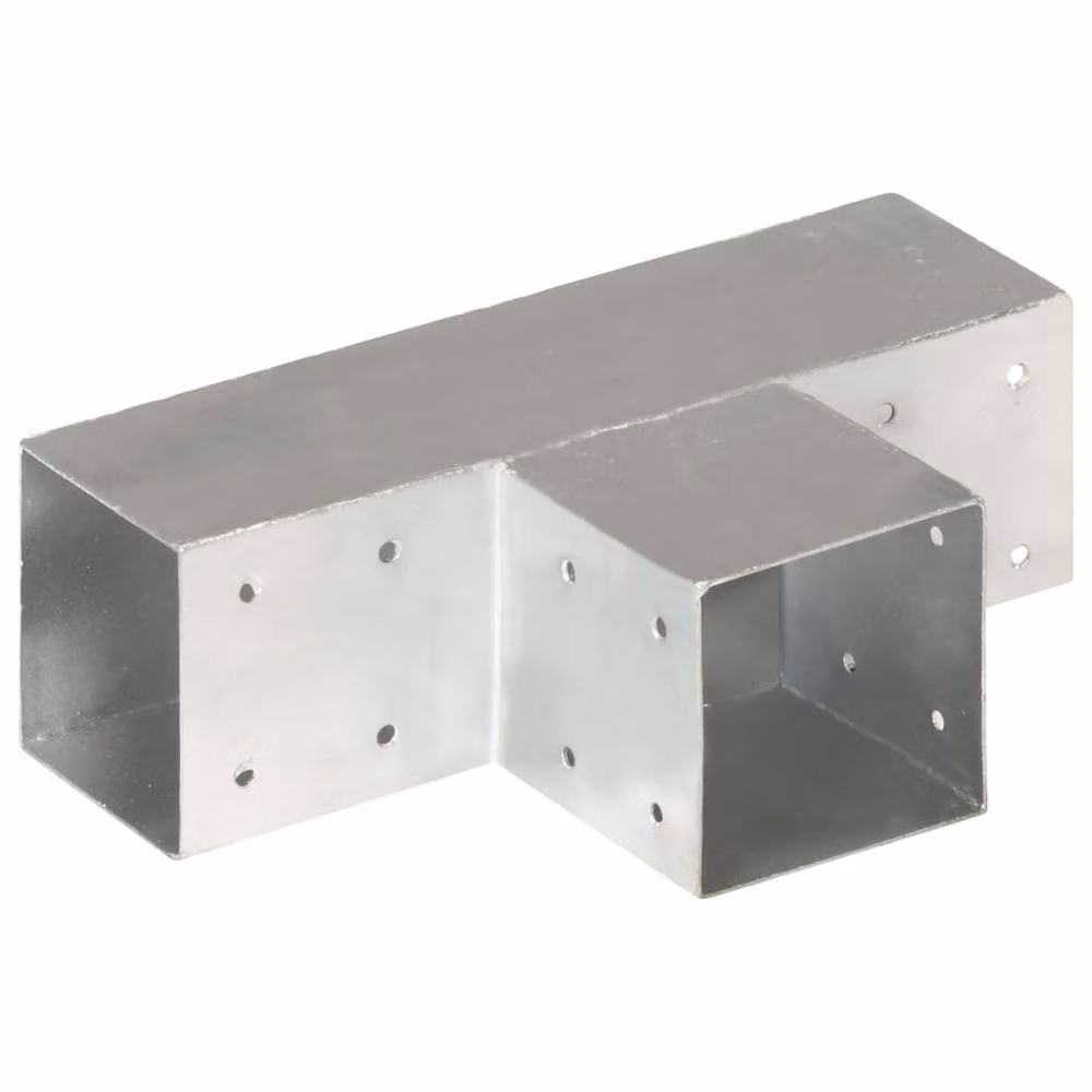 Berkfield Home T-Shape Post Connectors, 4 Pack, Galvanised Metal, Silver, 91 x 91 mm – 2