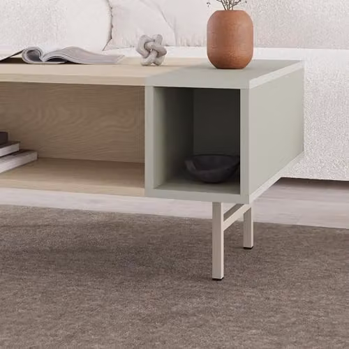 Decortie Modern Rectangular Coffee Table in Oak and Green, W: 100 cm, D: 60 cm, H: 45 cm – 2