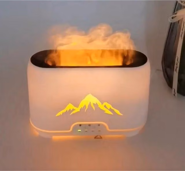 KDMD Himalayas Aroma Atomiser White Ultrasonic Electric Diffuser with Flame Effect and Remote Control