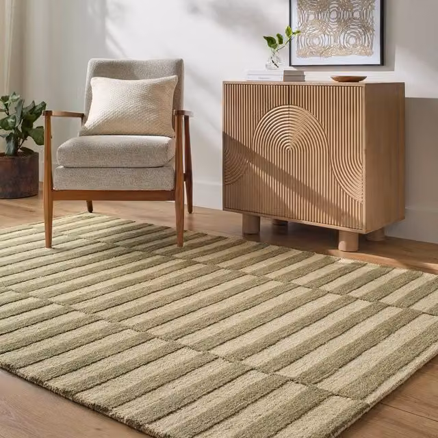 Livabliss Pnw Home Idaho Hand Tufted Modern Wool Rug in Green, Beige and Cream, W: 185 cm, D: 275 cm – 1