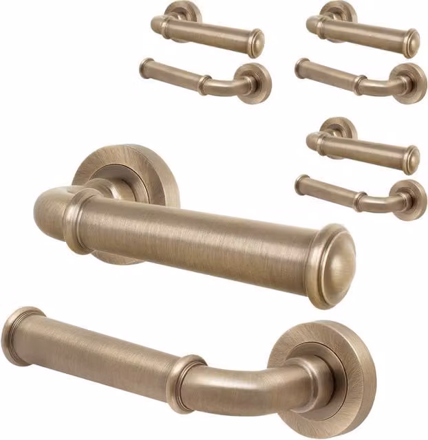 AFIT Antique Brass Internal Lever On Rose Door Handle, Bronze, 4 Pack
