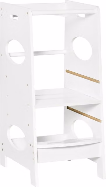 HOMCOM Kids Step Stool Toddler Kitchen Tower with Adjustable Standing Platform, White