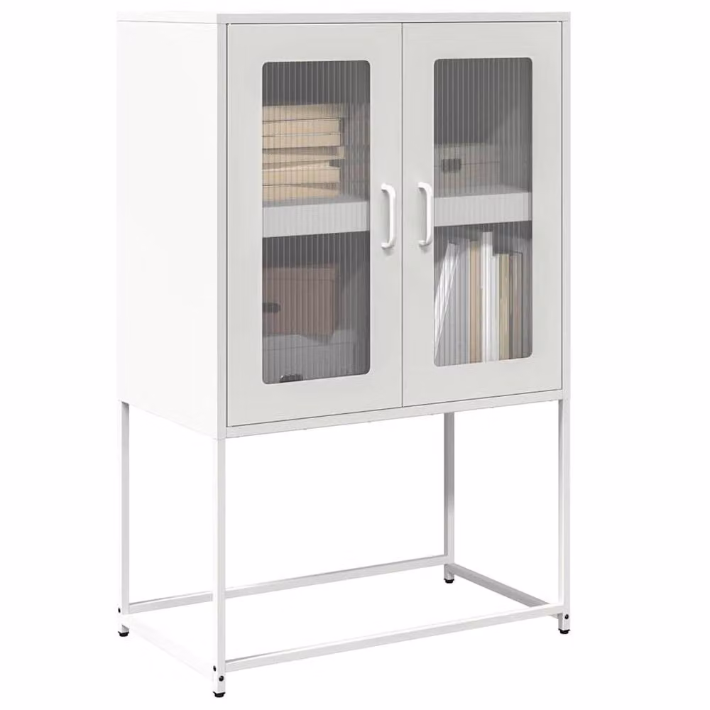 Berkfield Home White Steel Highboard W/D/H: 68 x 39 x 107 cm – 2