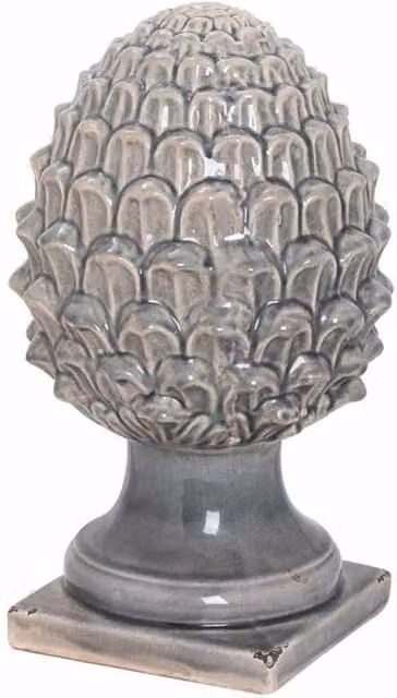 Lemon Pavilion Furniture and Decor Garda Decorative Ceramic Acorn in Grey, W: 20 cm, D: 20 cm, H: 35 cm