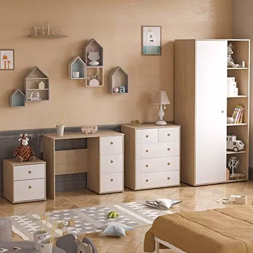 Junior Vida Neptune 4 Piece Childrens Bedroom Furniture Set in White and Oak – 1