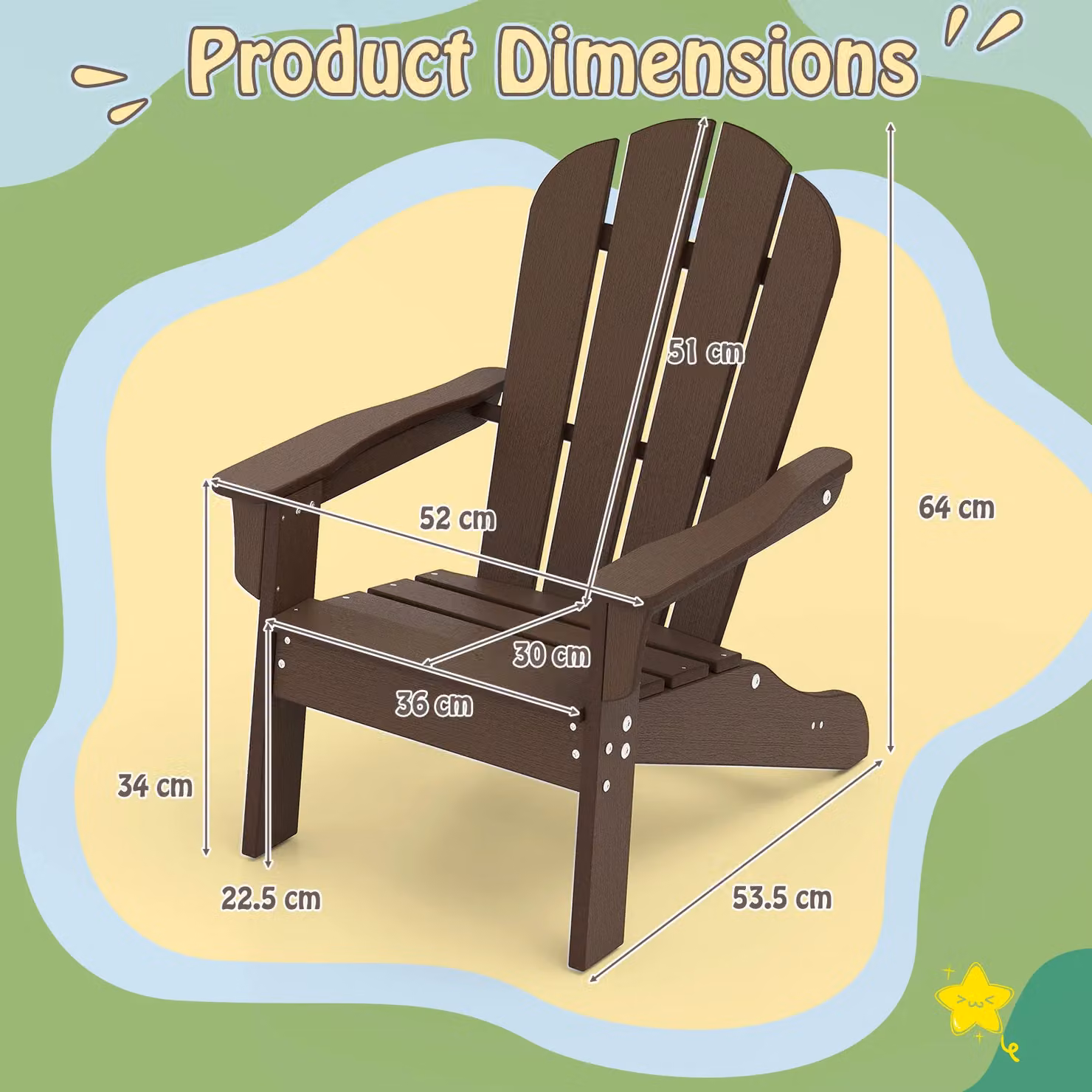 Gymax Brown All-Weather HDPE Toddler Adirondack Lawn Chair for Children aged 3-8 Years – 2