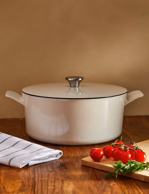 M&S Cast Aluminium 7L Casserole Dish in White