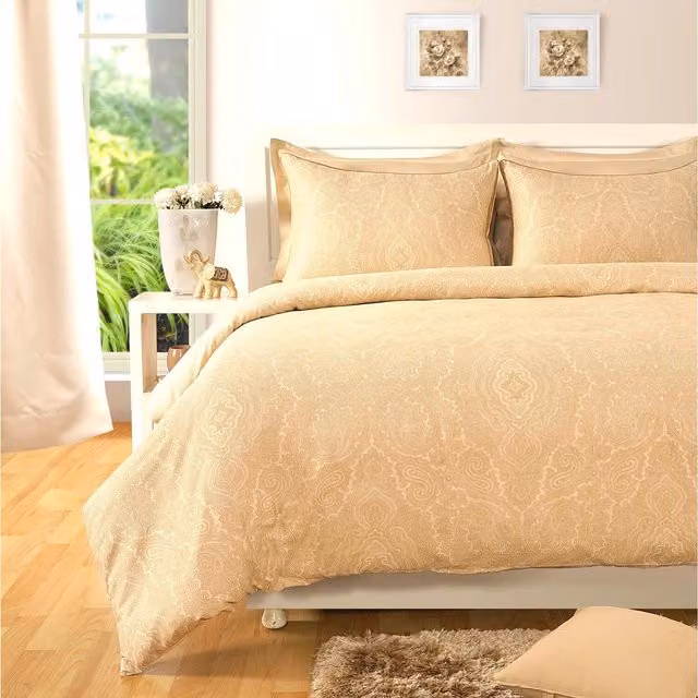 Roseley Cotton Paisley Printed Duvet Cover and Pillowcase Set in Brown and Beige, W: 200 cm x H: 200 cm