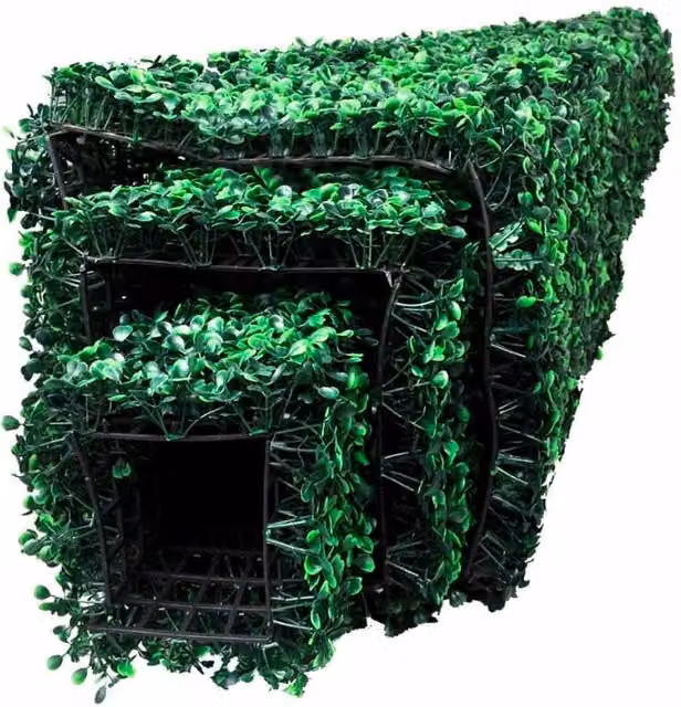Berkfield Home Set of 3 Green Artificial Potted Boxwood Pyramid Topiary Plants
