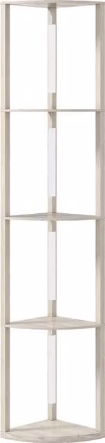 HOMCOM LED Floor Standing Lamp with Shelves in Oak, Dimmable Warm White Light for Living Room and Bedroom – 1