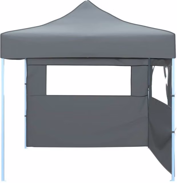 Berkfield Home Foldable Pop-Up Party Tent with 2 Sidewalls, W/D/H: 3 x 3 x 3 m, Anthracite Dark Grey