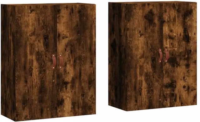 Berkfield Home Set of 2 Wall Mounted Cabinets in Smoked Oak Brown, W/D/H: 69.5 x 34 x 90 cm – 1