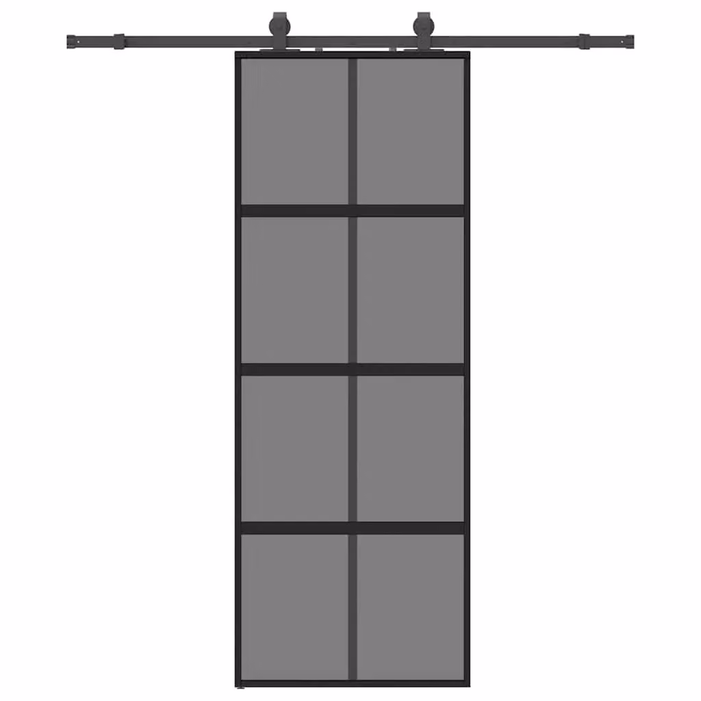Berkfield Home Modern Black Sliding Glass Door with Hardware Set, W: 76 cm, H: 205 cm – 2