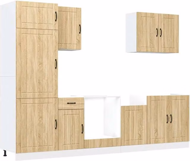 Berkfield Home Kalmar 7 Piece Modern Kitchen Cabinet Set in Sonoma Oak Brown