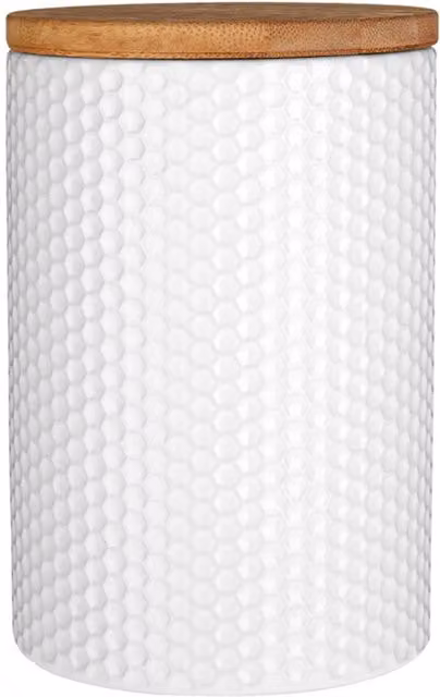 Premier Housewares Geometric White Ceramic Airtight Canister with Bamboo Lid, 750 ml – 2