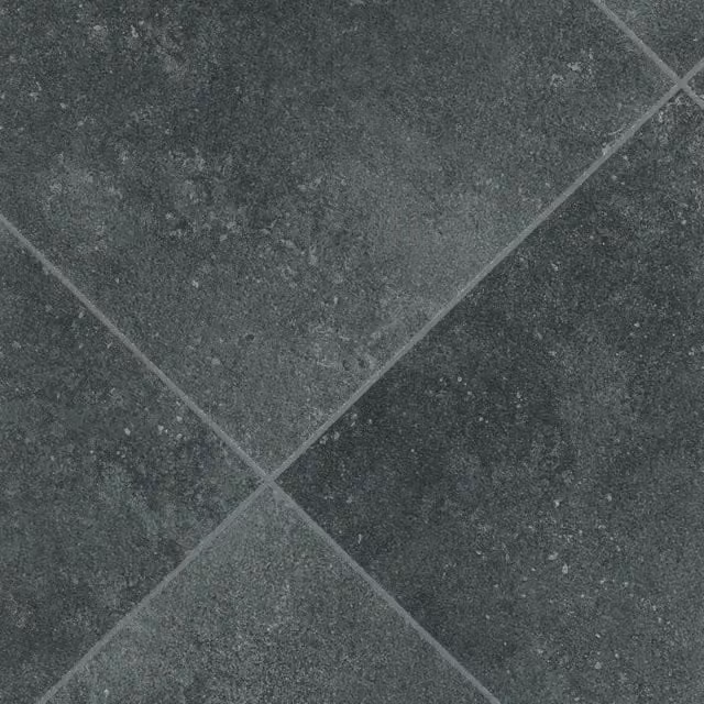 Vinyl Flooring UK Black Stone Tile Effect 2.0mm Vinyl Flooring, W: 200cm, L: 600cm