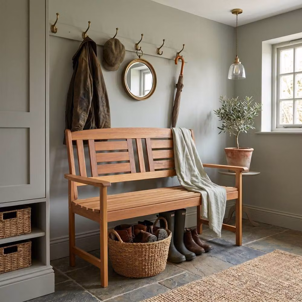 Samuel Alexander Hawkshead 2 Seater Hardwood Indoor Bench in Brown, W: 200.0 cm, D: 58.0 cm, H: 43.0 cm – 4