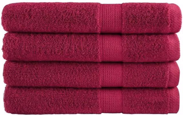 Berkfield Home SOLUND Premium Cotton Terry Towel Set, 4 Pieces, Red, W: 100 cm, L: 200 cm, 600gsm