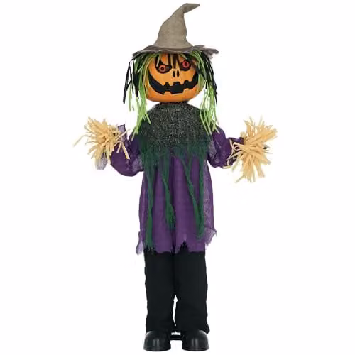HOMCOM Sound Activated Pumpkin Halloween Animatronic Decoration in Orange and Purple