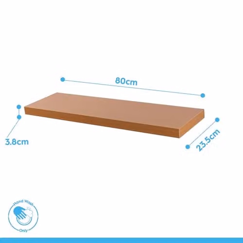 Harbour Housewares Modern Floating Wall Shelf, Brown, W: 80 cm – 6