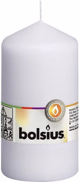 Bolsius White Rustic Pillar Wax Candles, 2 Pack, H 13.0 cm x W 6.8 cm x D 6.8 cm