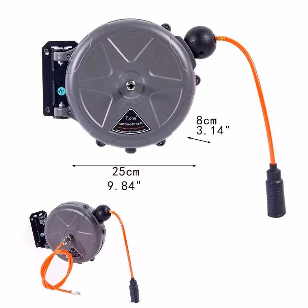 SPETLEK Auto Retractable Air Hose Reel, 10m, Grey, Wall and Ceiling Mounted – 2