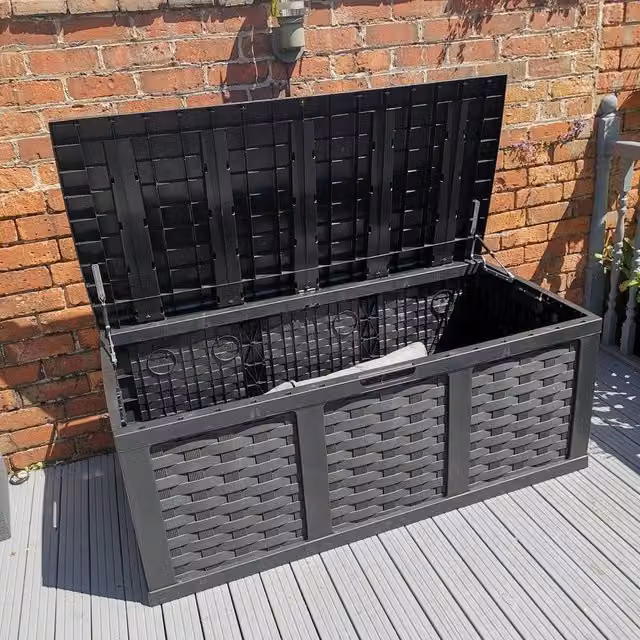 FORGEVIO Modern Garden Storage Box with Sit-on Lid in Matt Black
