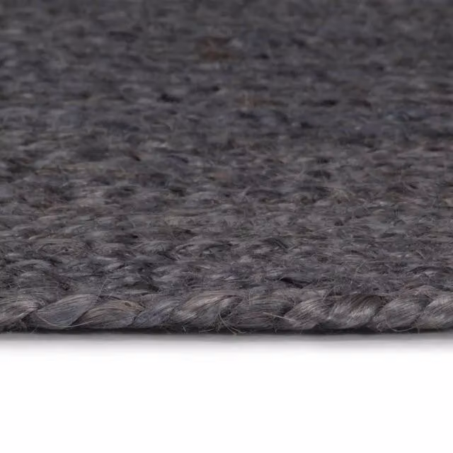 Berkfield Home Handmade Braided Jute Round Rug in Dark Grey, Diameter: 90 cm