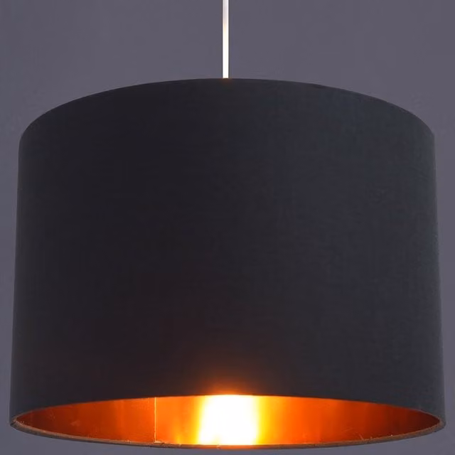 CGC LUPO Luxury Round Easy Fit Cotton Lamp Shade in Black and Gold
