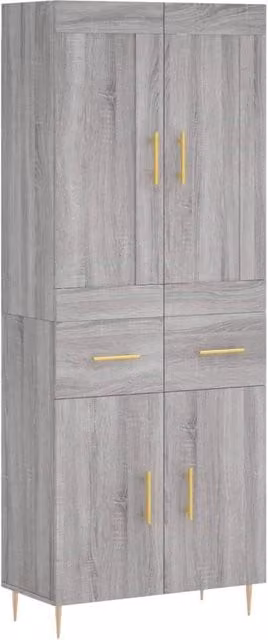 Berkfield Home Grey Sonoma Highboard in Engineered Wood, W: 69.5 cm, D: 34 cm, H: 180 cm