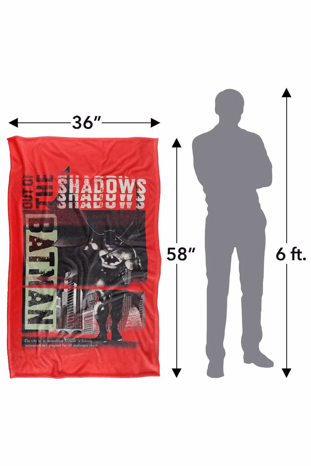 Warner Bros. Batman Out Of The Shadows Super Soft Silky Touch Fleece Throw Blanket, Multicolour, W: 152.4 cm x H: 152.4 cm – 8