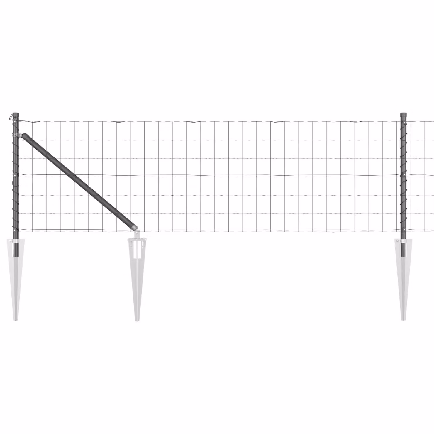 Berkfield Home Euro Fence with 7 Spike Posts, Galvanised Steel, Grey and Silver, W: 10 m, H: 0.4 m – 2