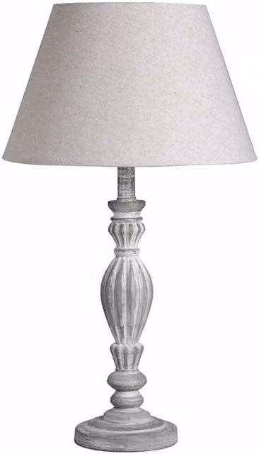 Lemon Pavilion Furniture and Decor Aegina Table Lamp in Beige and Grey with Wood and Fabric, W13 x D13 x H40 cm