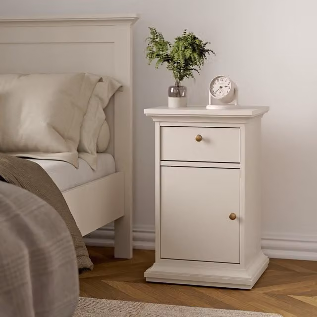 Furniture To Go Paris Nightstand with 1 Door and 1 Drawer in Cashmere