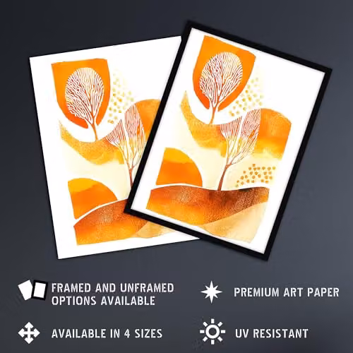 Artery8 Autumn Countryside Trees Abstract Watercolour Wall Art Poster Print, W: 46 cm, H: 61 cm – 2