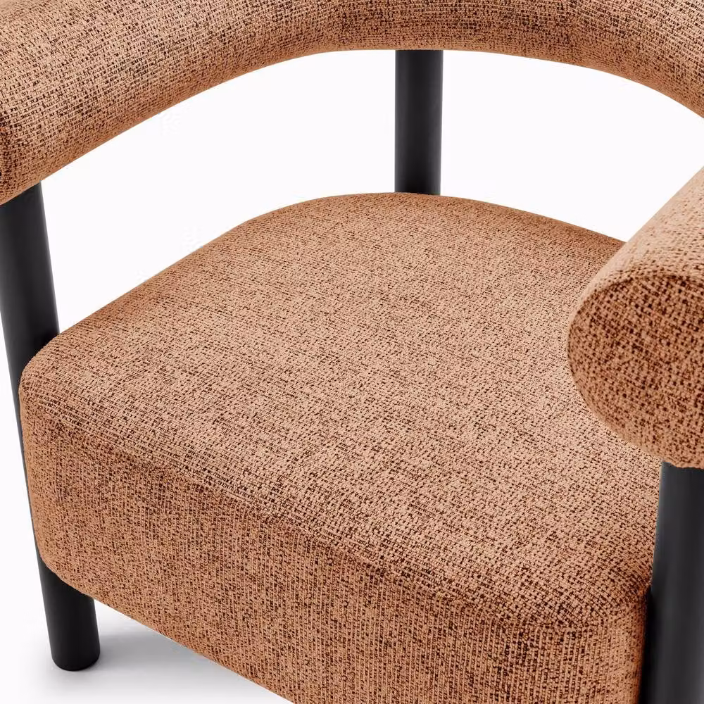 FurnitureboxUK Mirabel Mid-Century Fabric Accent Tub Chair with Armrests in Orange and Black – 4