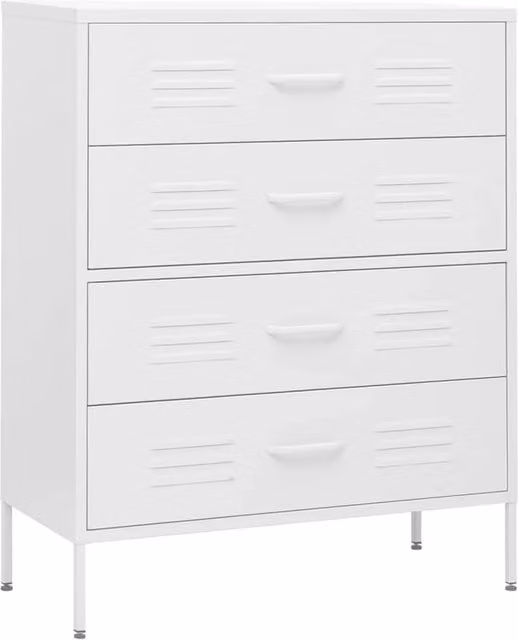 Berkfield Home White Metal Chest of Drawers W: 80 cm, D: 35 cm, H: 101.5 cm