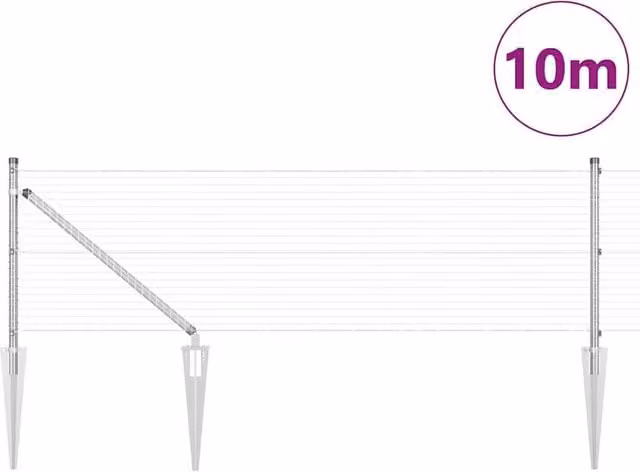 Berkfield Home Modern Welded Wire Fence with 7 Spike Posts, Galvanised Steel, Silver, W: 40 cm, L: 10 m – 1