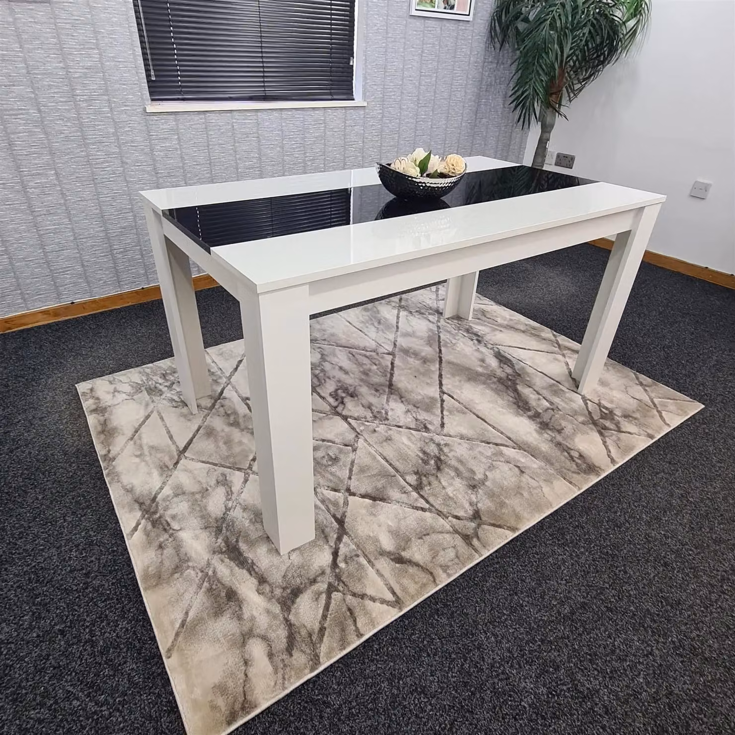 KOSY KOALA Modern Rectangular Dining Table in White and Black, Seats 6, H 75 x L 140 x W 80 cm – 3