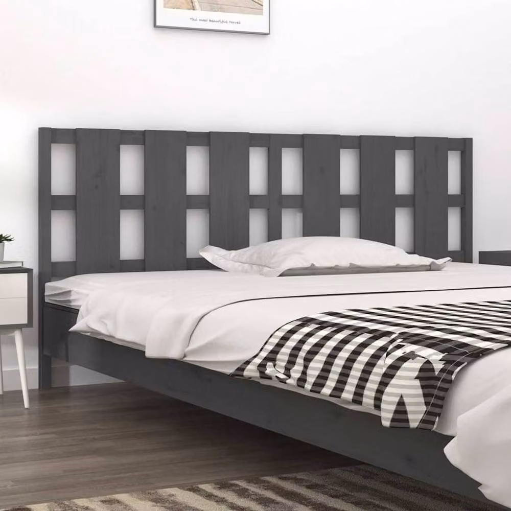 Berkfield Home Grey Rustic Solid Pine Wood Bed Headboard W/D/H: 205.5 x 4 x 100 cm – 2