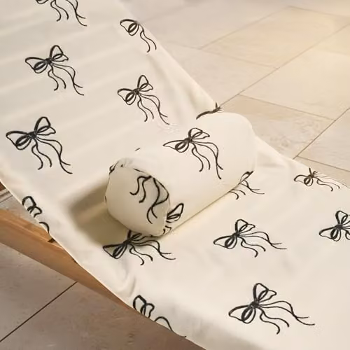 OHS Microfibre Quick-Dry Beach Towel and Inflatable Bolster Pillow Set with Storage Bag in Black and White – 3