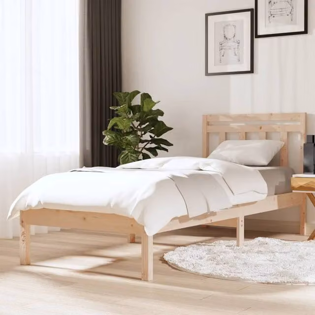 Berkfield Home Small Single Solid Wood Bed Frame, Brown, W: 75 cm, L: 190 cm