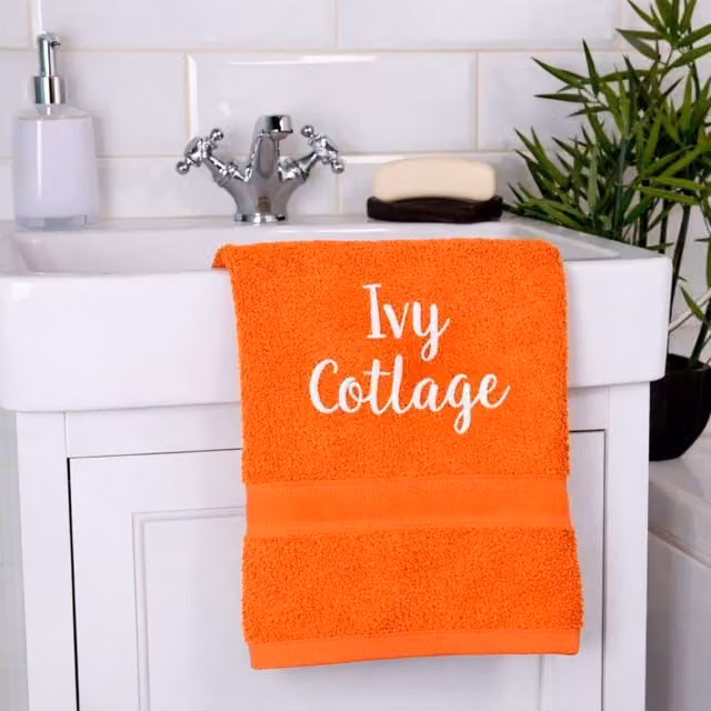 Duncan Stewart Personalised Luxury Fluffy Cotton Hand Towel in Orange