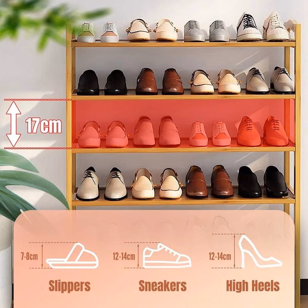 FLAVORA 6-Tier Bamboo Shoe Rack in Natural Brown – 3