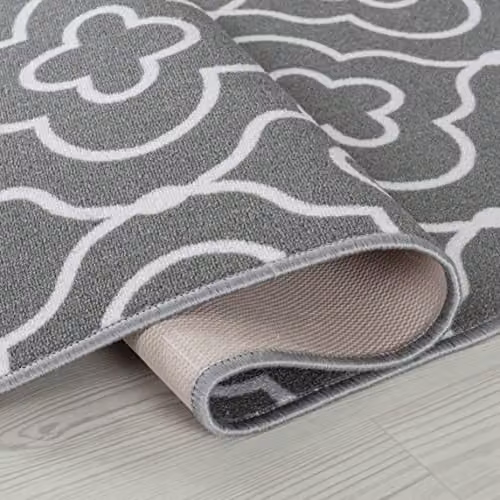 Desire Rugs Grey Quatrefoil Non-Slip Machine Washable Kitchen Floor Mat, W: 80 cm, L: 150 cm – 2