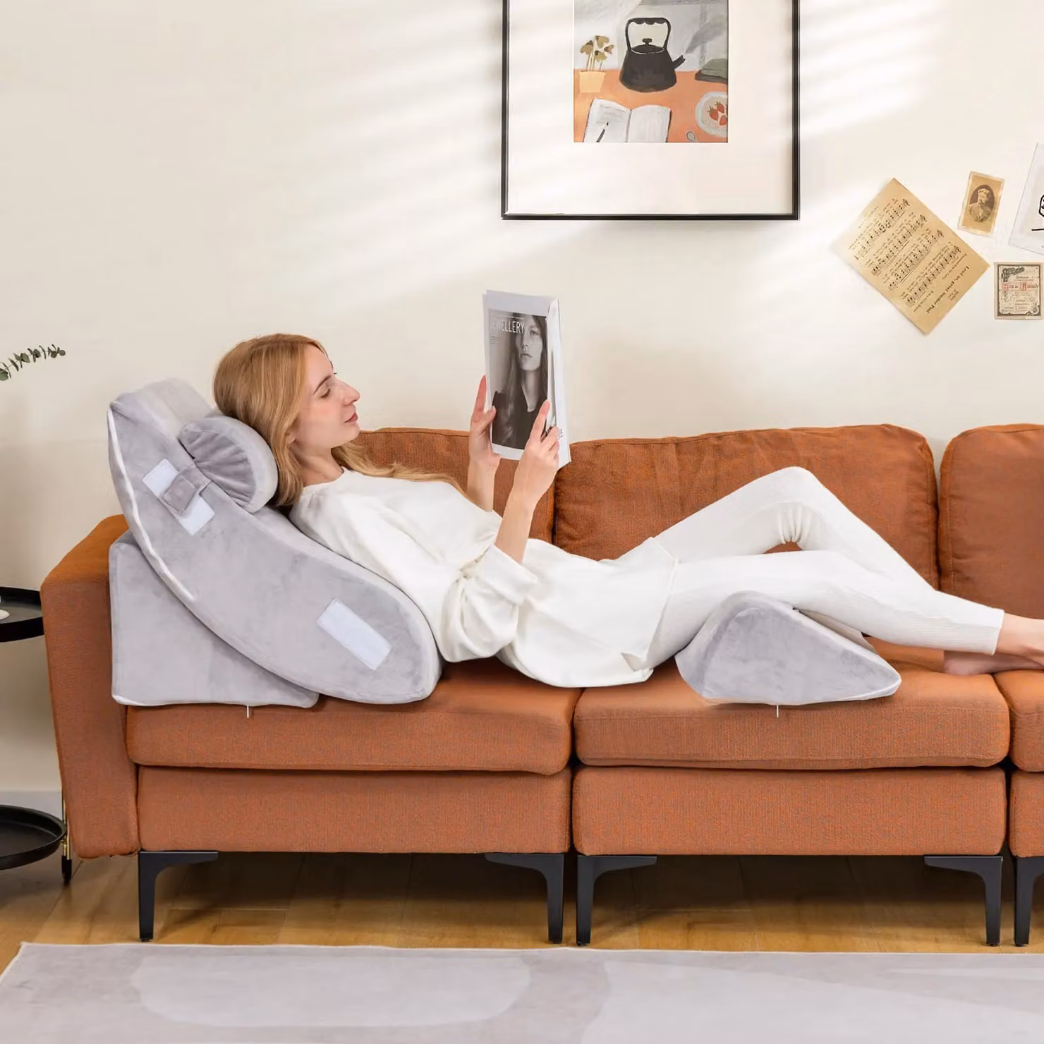 Costway 4-Piece Adjustable Memory Foam Bed Wedge Pillow Set with Removable Washable Covers in Grey – 2