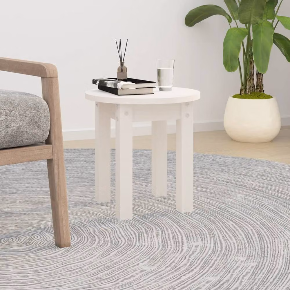 Berkfield Home White Rustic Solid Pine Square Coffee Table W/D/H: 35 x 35 x 35 cm – 2
