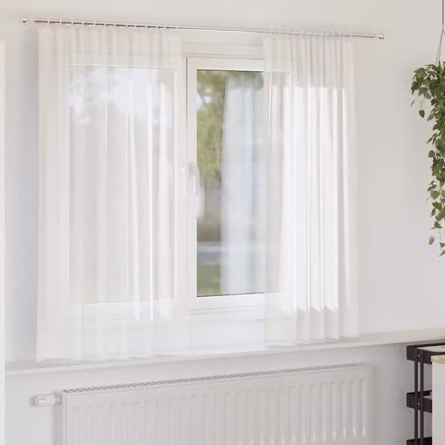 Berkfield Home White Transparent Voile Fabric Curtains with Rod Pockets, 2 Pack, W: 140 cm x H: 140 cm