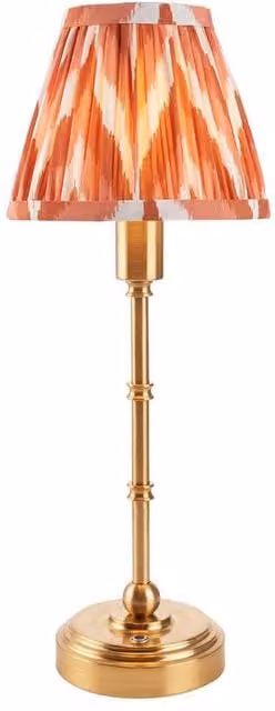 Netlighting Burley Rechargeable LED Table Lamp with Orange Fabric Shade and Gold/Brass Base